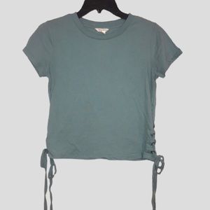(Sold) Aeropostale Blue Side Tie Cropped Tee Size S